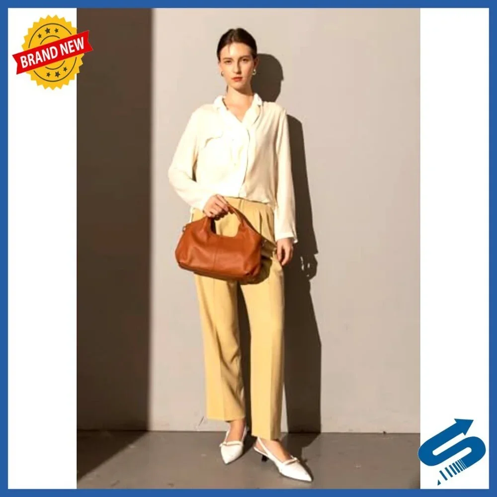 Genuine Leather Hobo Tote Bag with Adjustable Straps